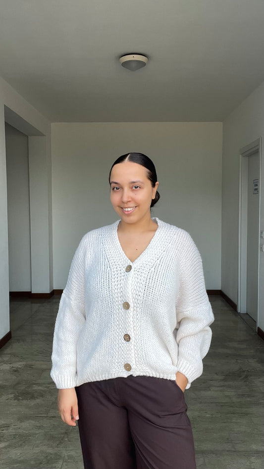 Cardigan 4 bottoni panna