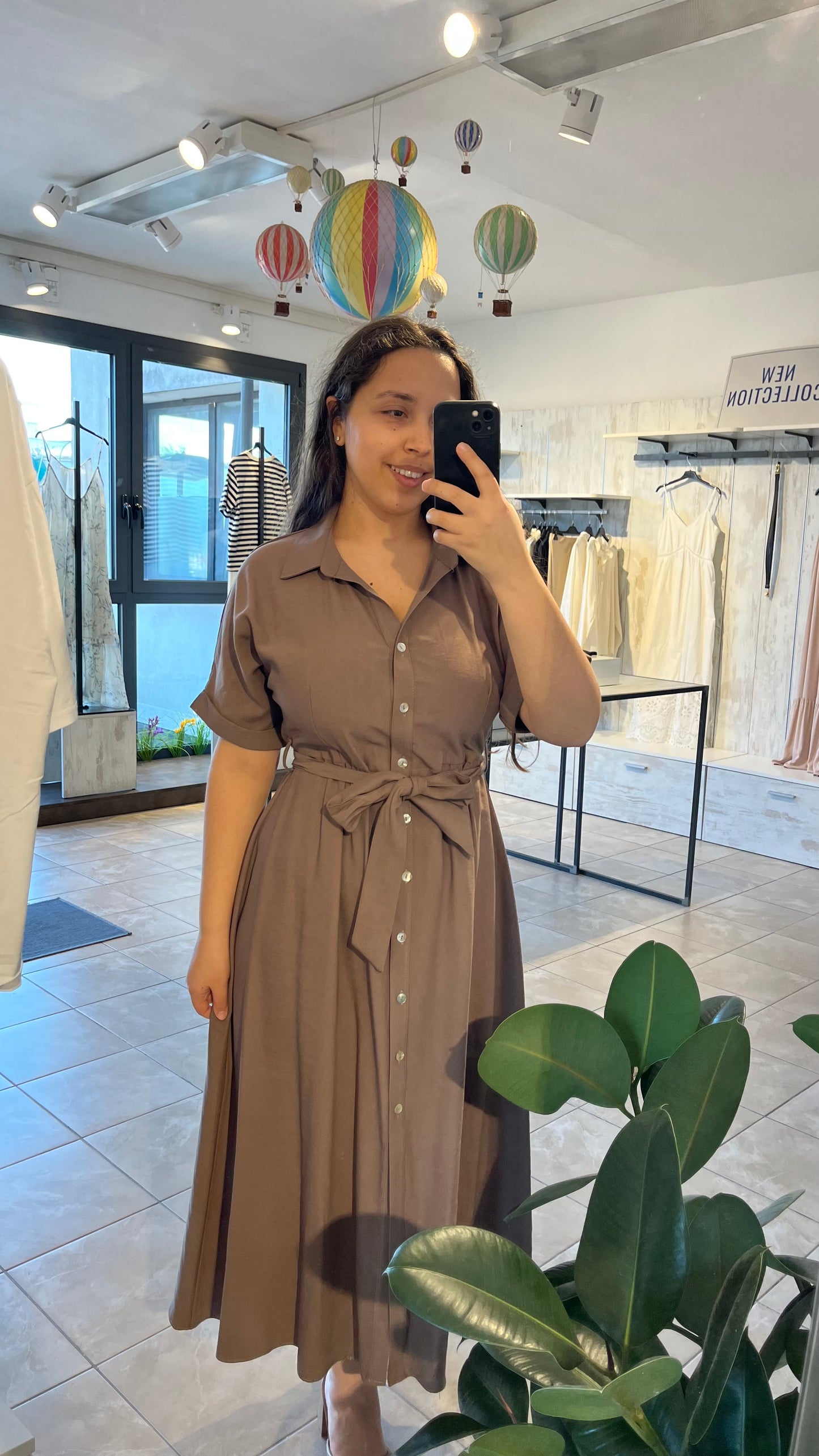 Vestito chemisier marrone lungo - Altamira Milano