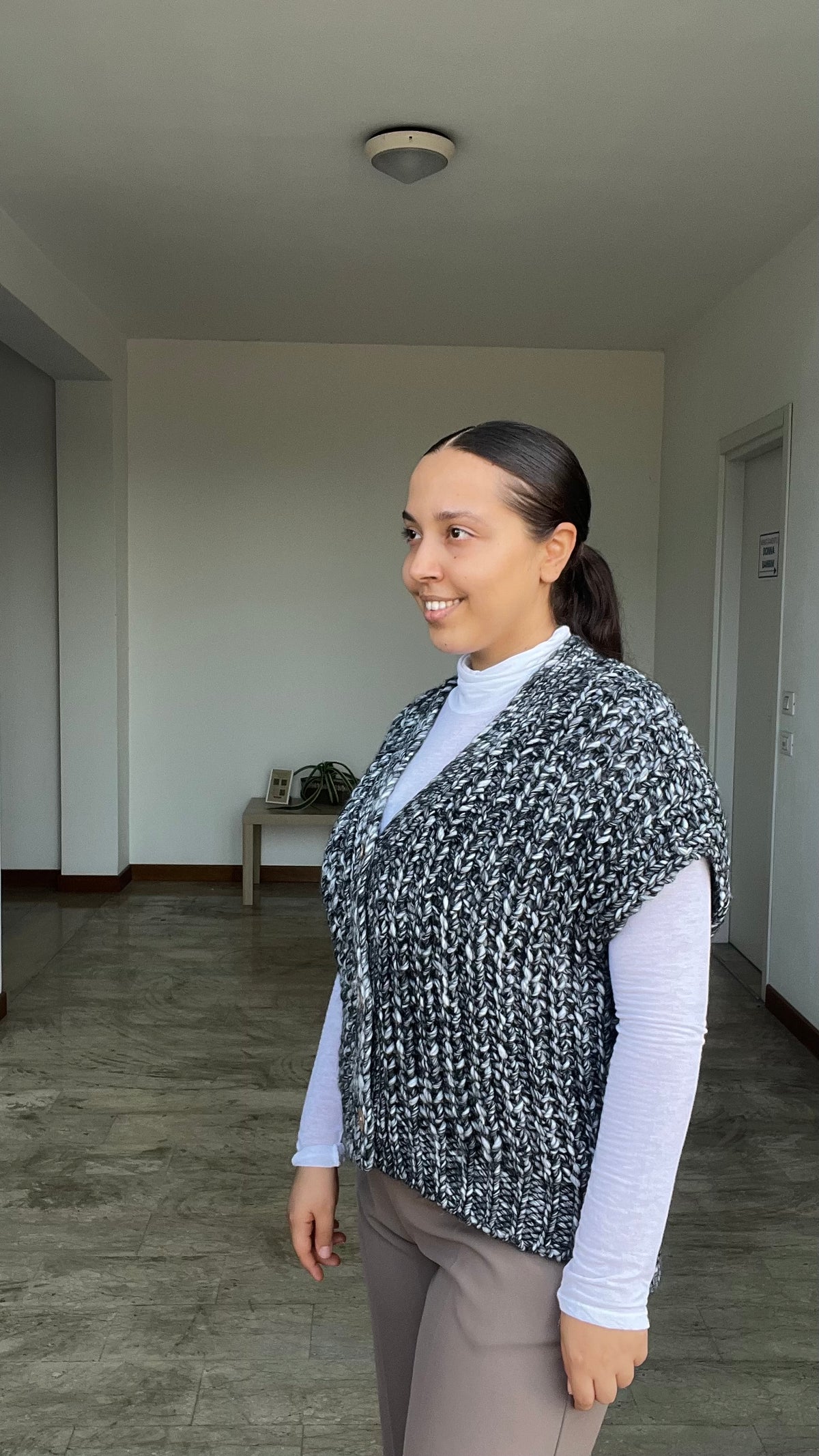Gilet cozy tre bottoni grigio