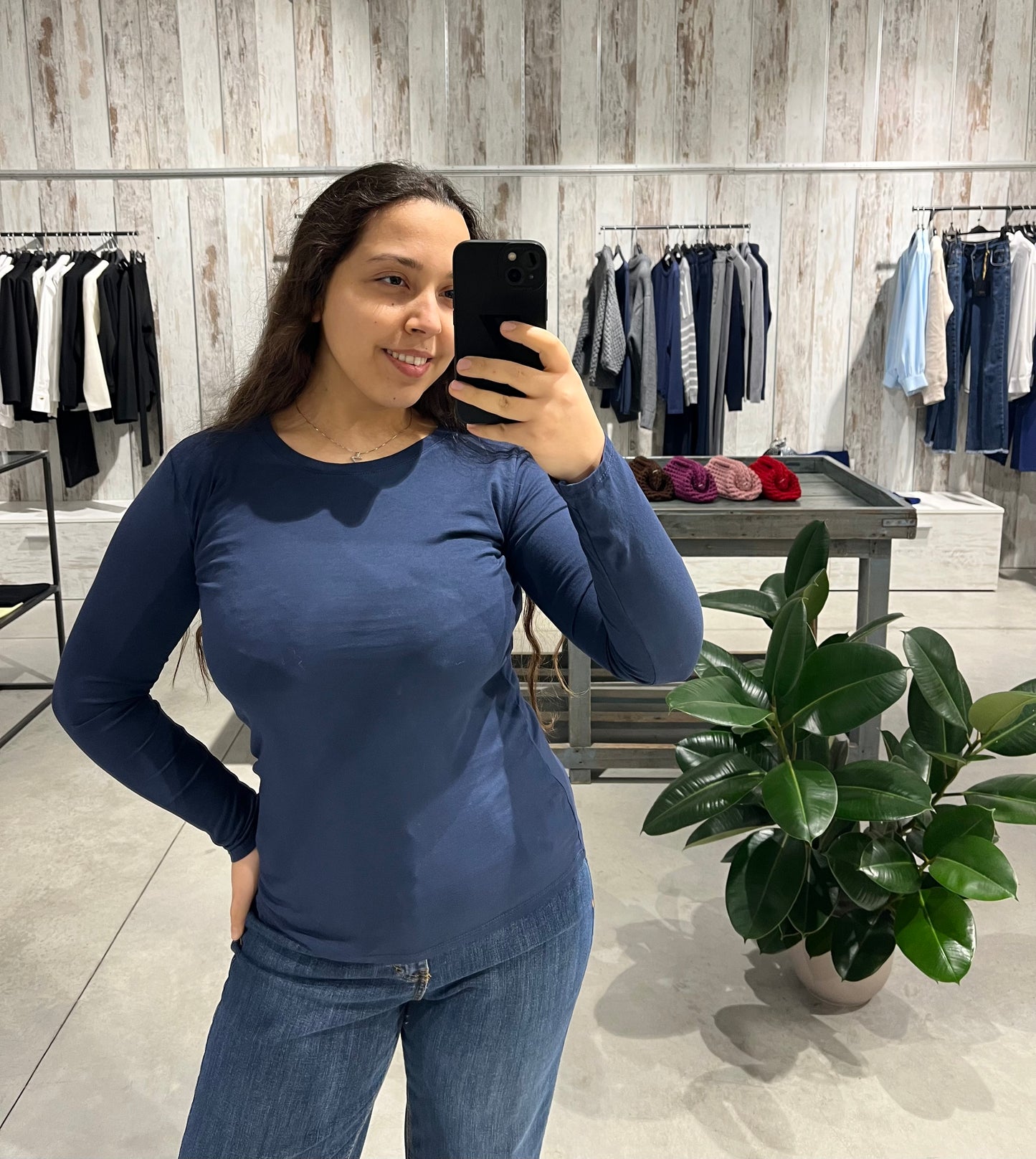 Maglia basica blu in 100% cotone - Altamira Milano