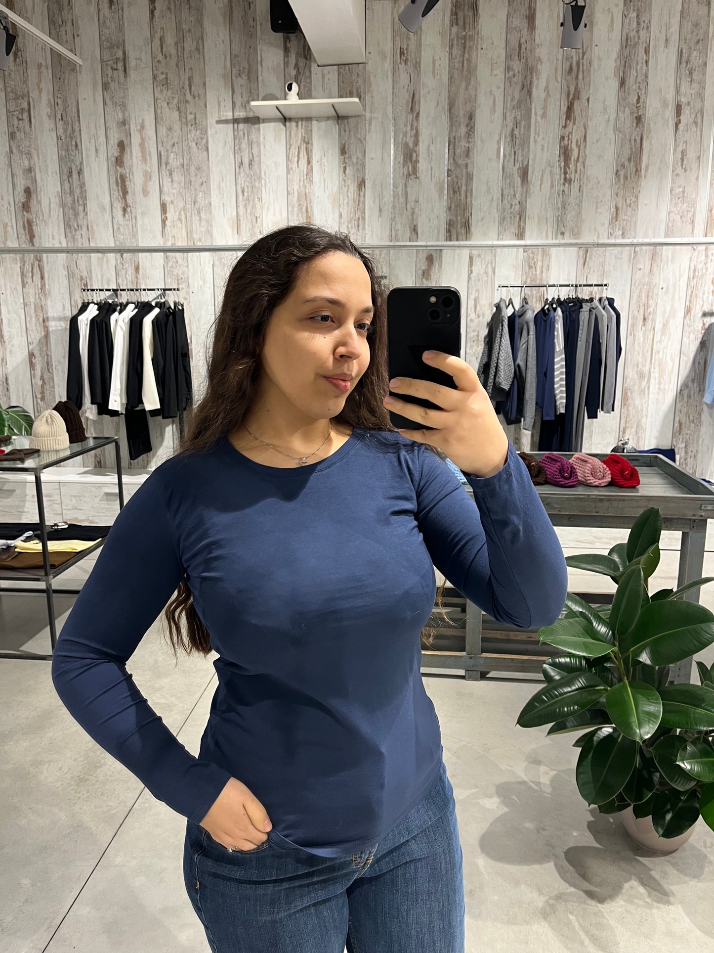 Maglia basica blu in 100% cotone - Altamira Milano