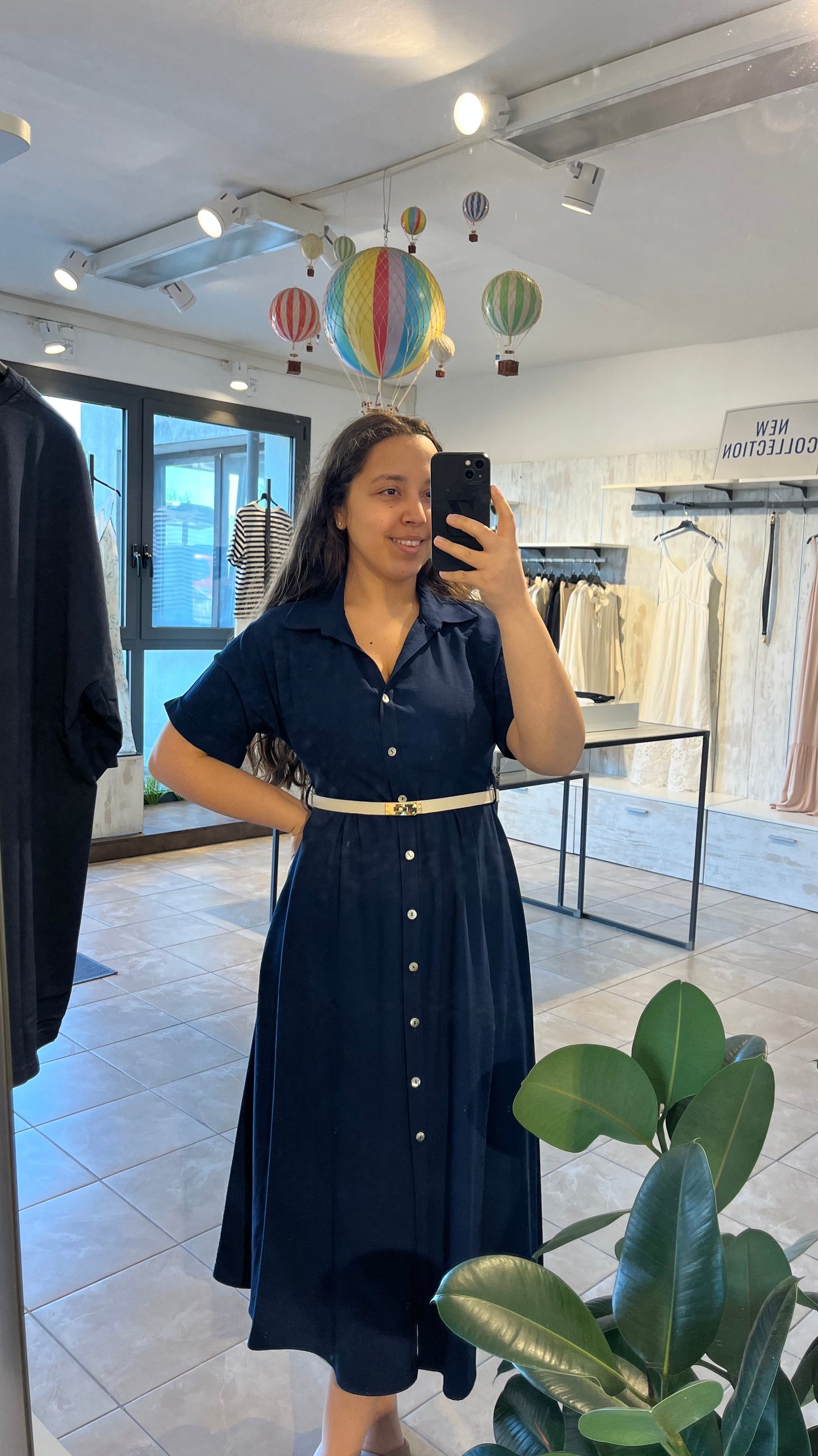 Vestito chemisier blu lungo - Altamira Milano