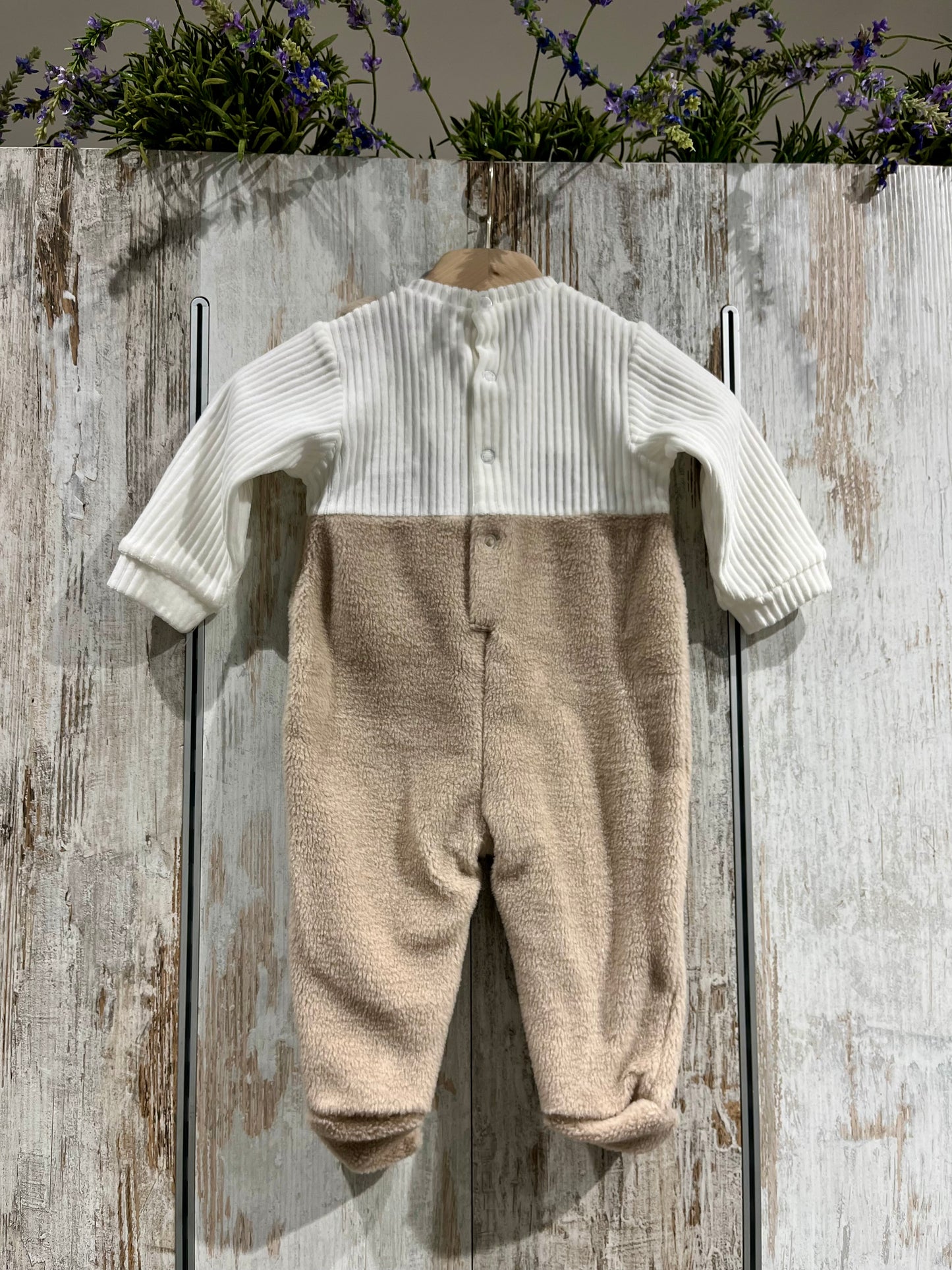 Tutina beige in ciniglia con pelliccetta - Pastello