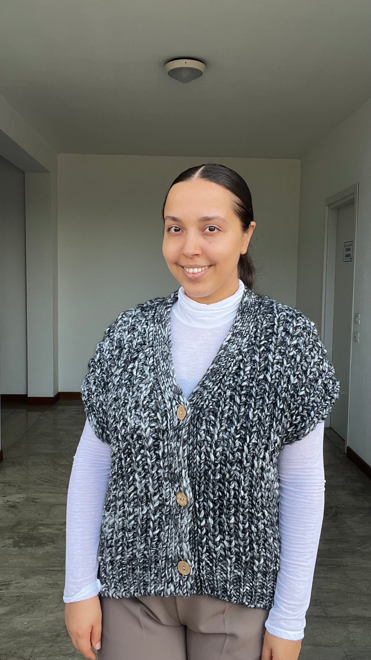 Gilet cozy tre bottoni grigio