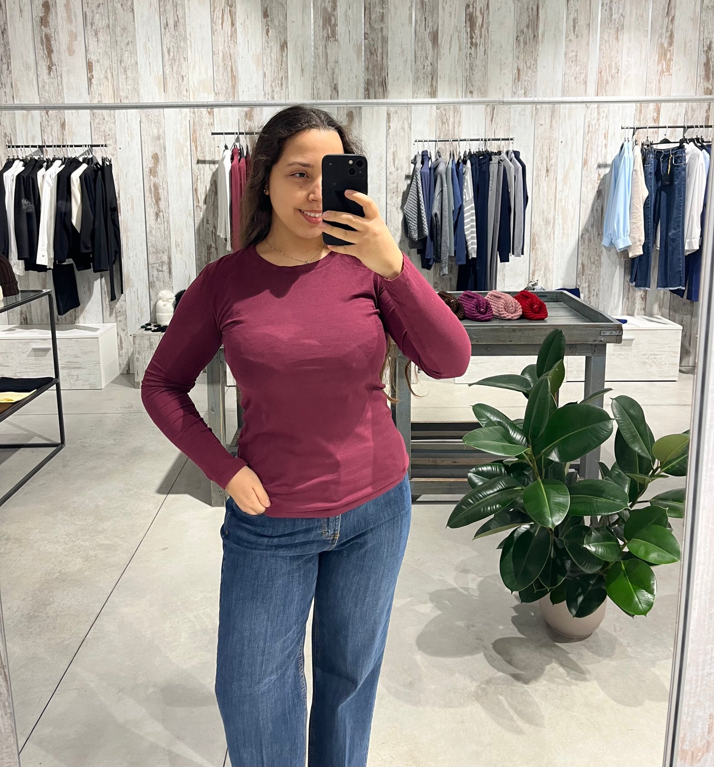 Maglia basica bordeaux in 100% cotone - Altamira Milano