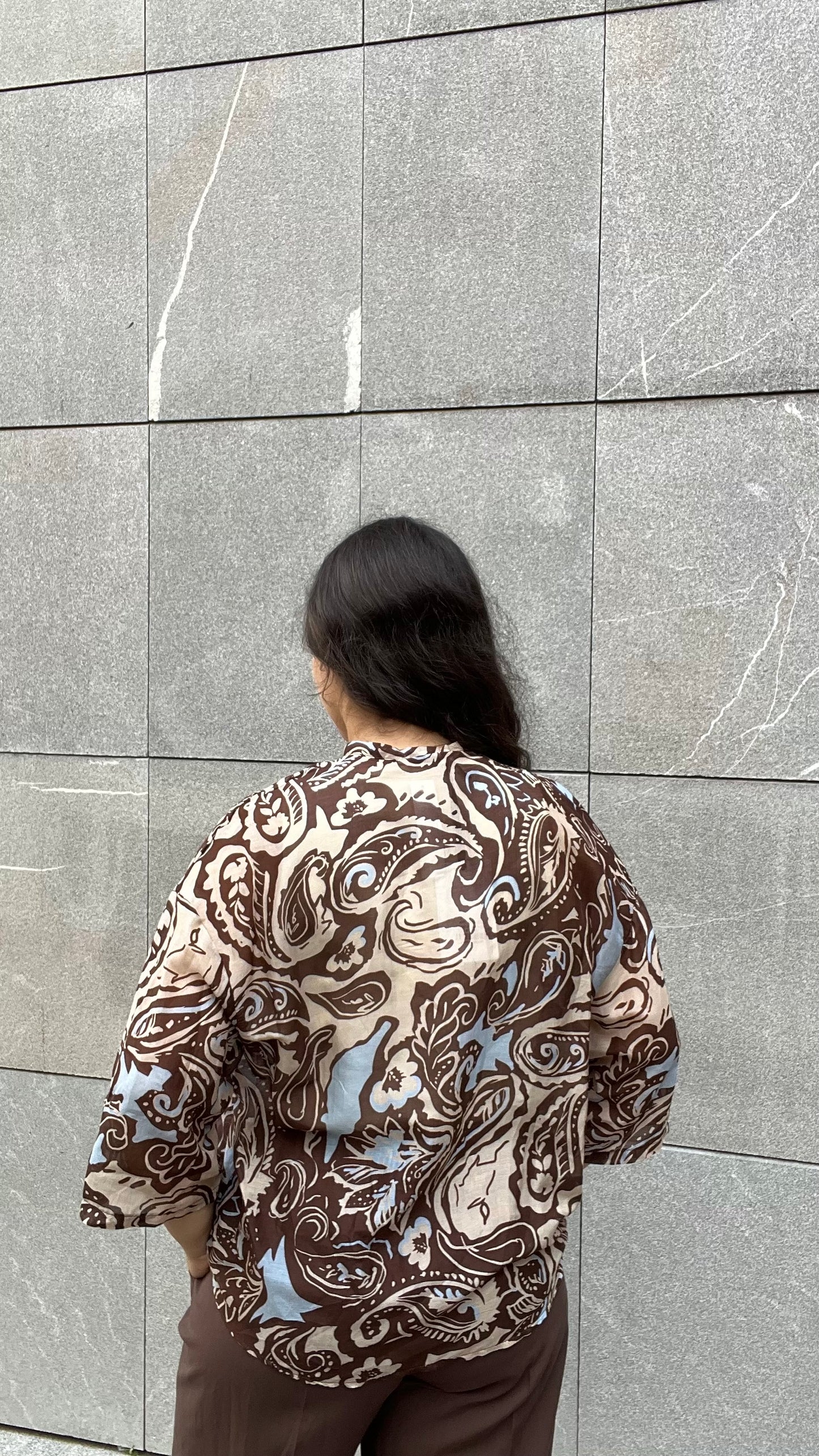 Blusa fantasia in misto Cotone e Seta - Altamira Milano