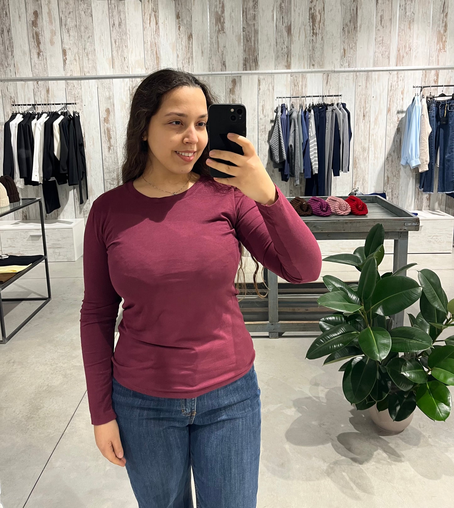 Maglia basica bordeaux in 100% cotone - Altamira Milano