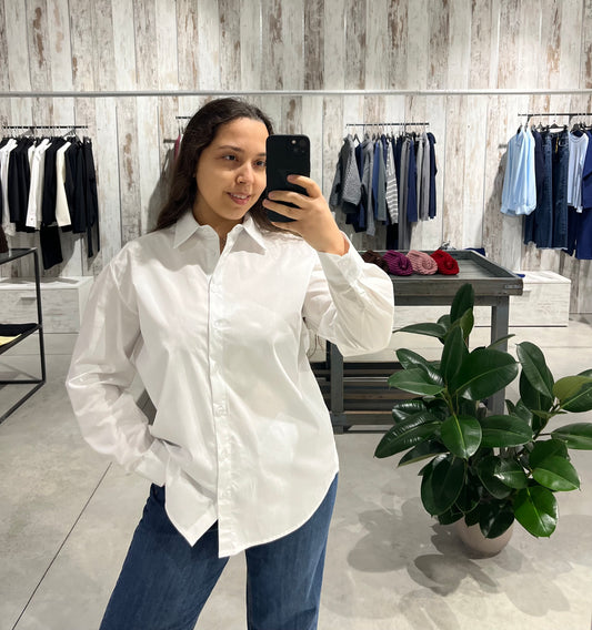 Camicia over bianca in cotone - Lumina