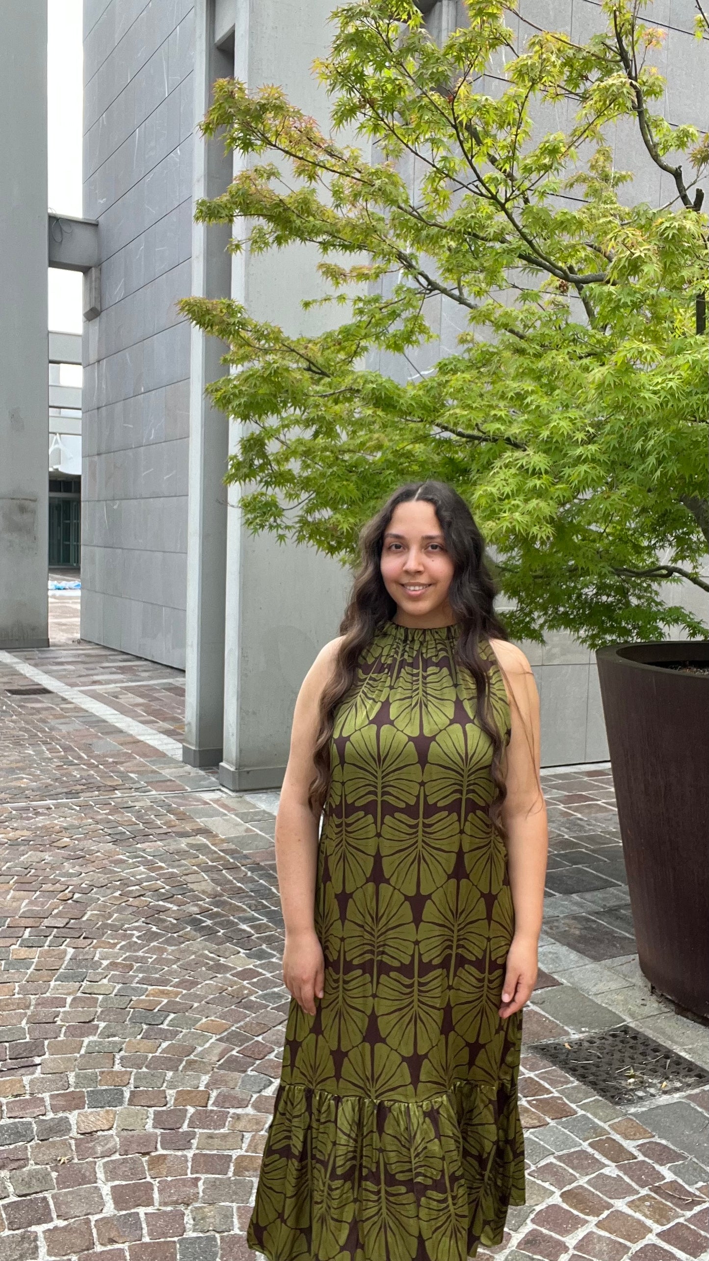 Vestito satinato in fantasia - Altamira Milano
