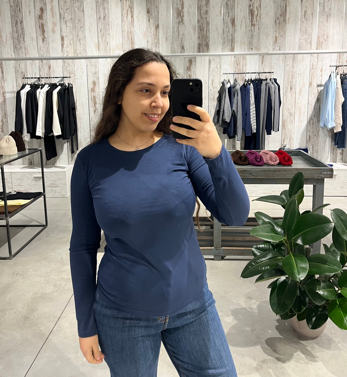 Maglia basica blu in 100% cotone - Altamira Milano