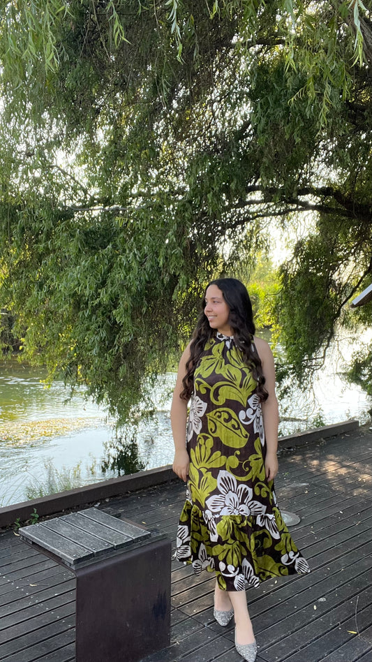 PRE - ORDINE Vestito satinato in fantasia - Altamira Milano