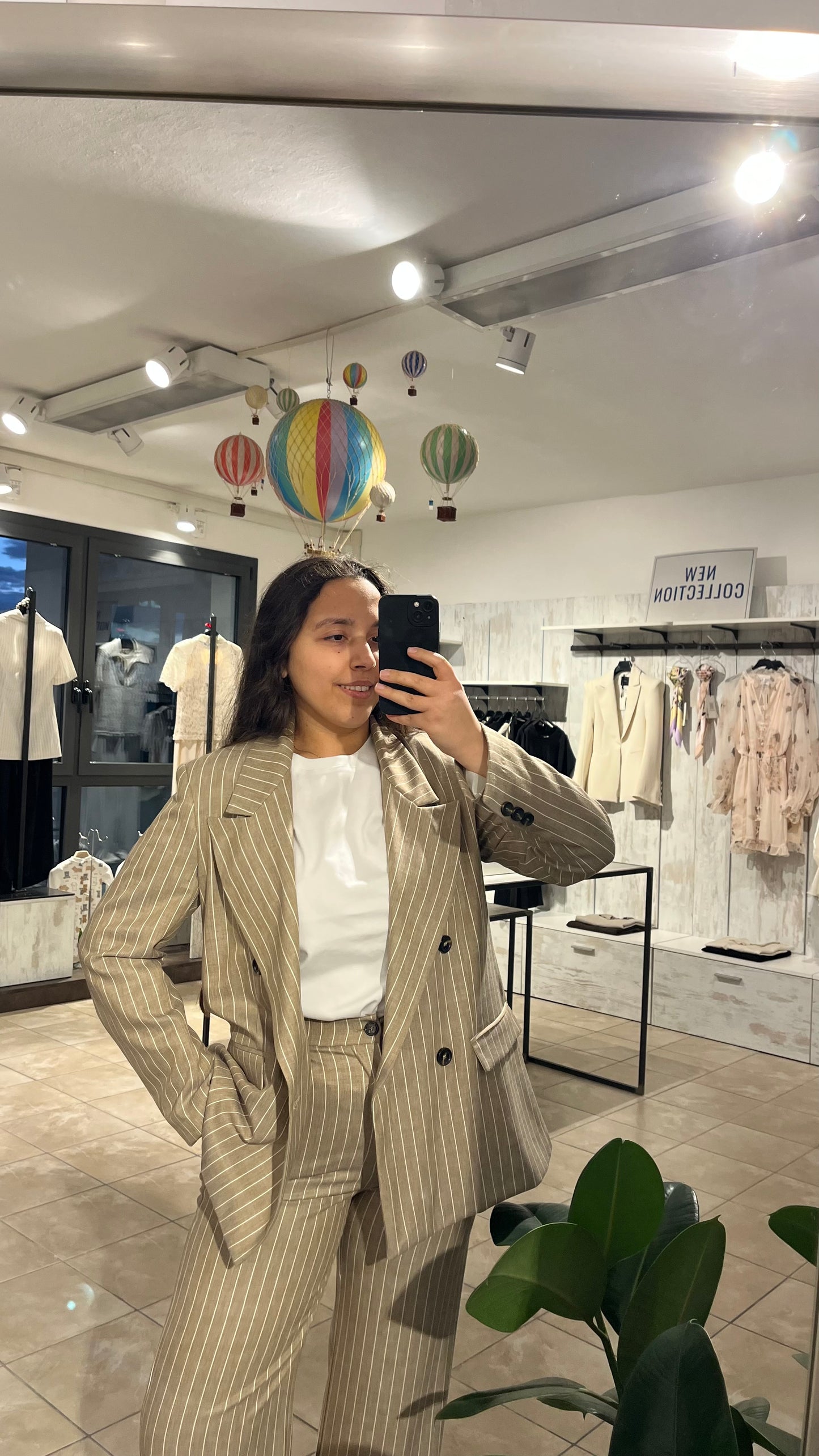 Blazer gessato beige - Altamira Milano