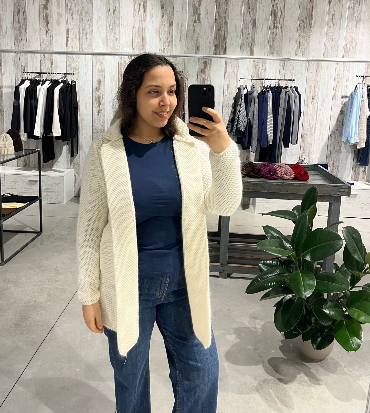 Cardigan bianco con tasche - Altamira Milano