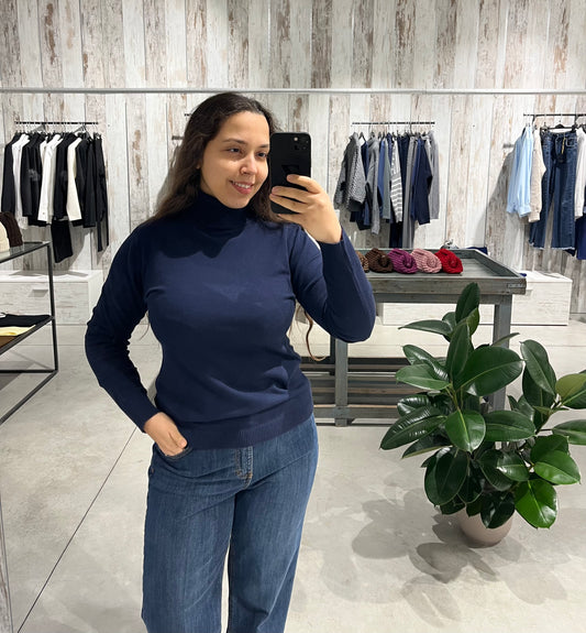 Dolcevita blu basico in viscosa - Altamira Milano