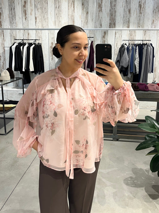 Camicia rouches con fiocco rosa - Chance Off