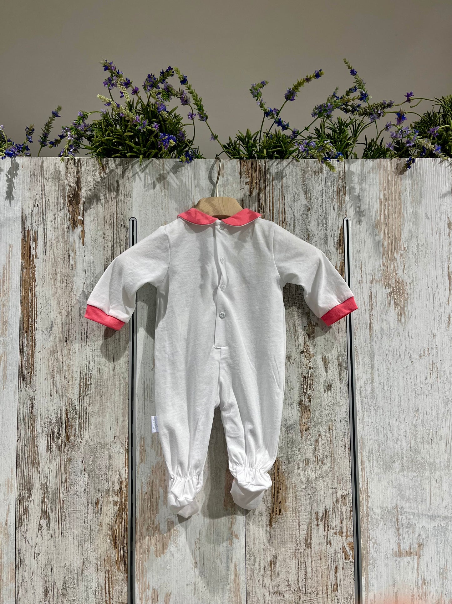 Tutina neonata bianca in cotone con orsetto - Les Jolies