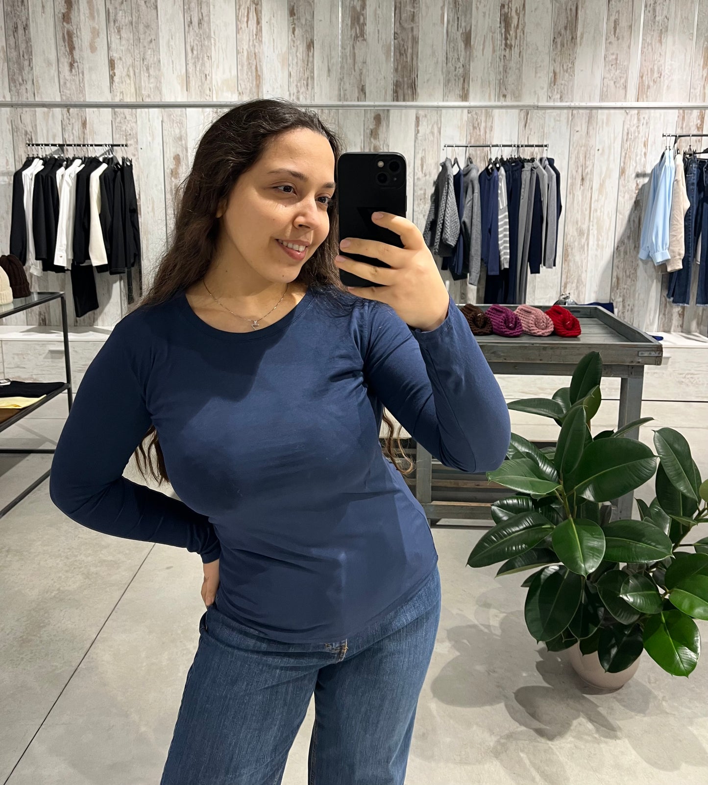 Maglia basica blu in 100% cotone - Altamira Milano