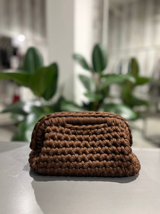 Borsa clutch bag fatta a mano marrone - Global Riouch