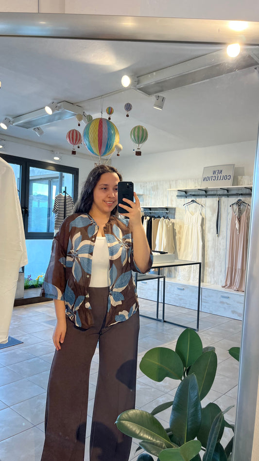 Blusa fantasia in misto Cotone e Seta - Altamira Milano