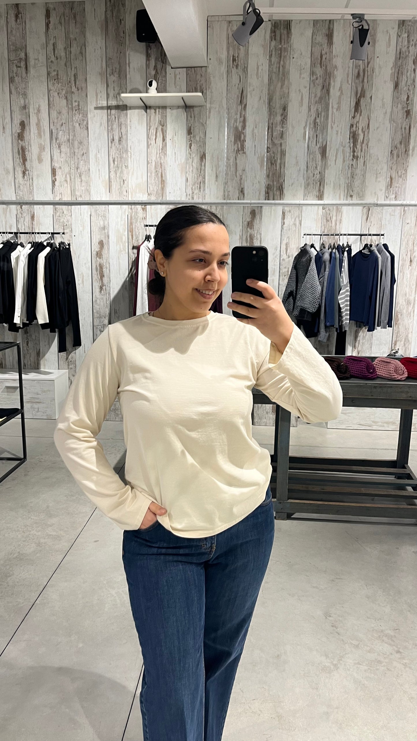 Maglia basica burro in cotone elasticizzato - Altamira Milano