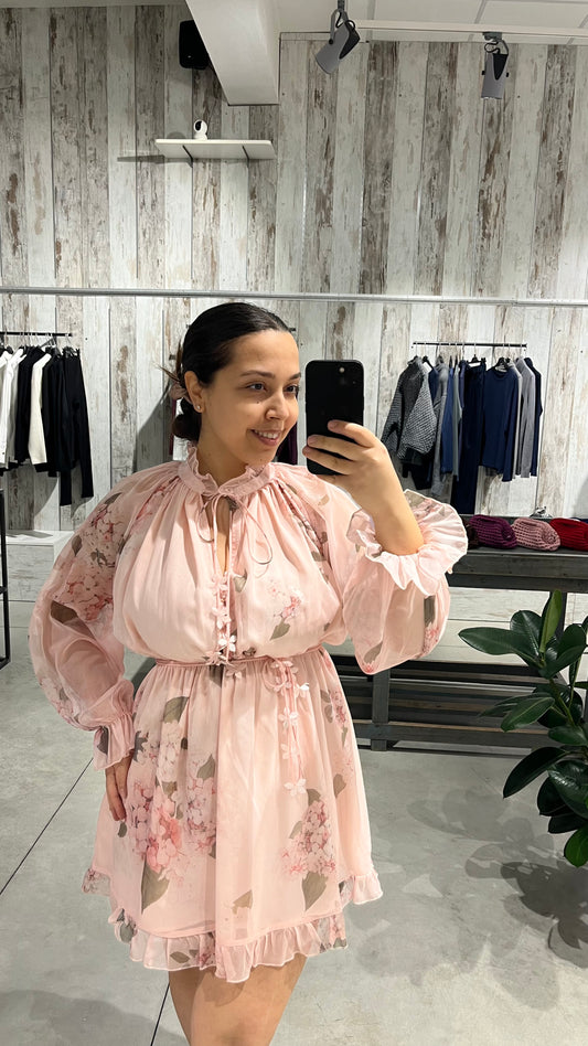 Vestito corto rosa con fiori - Chance Off