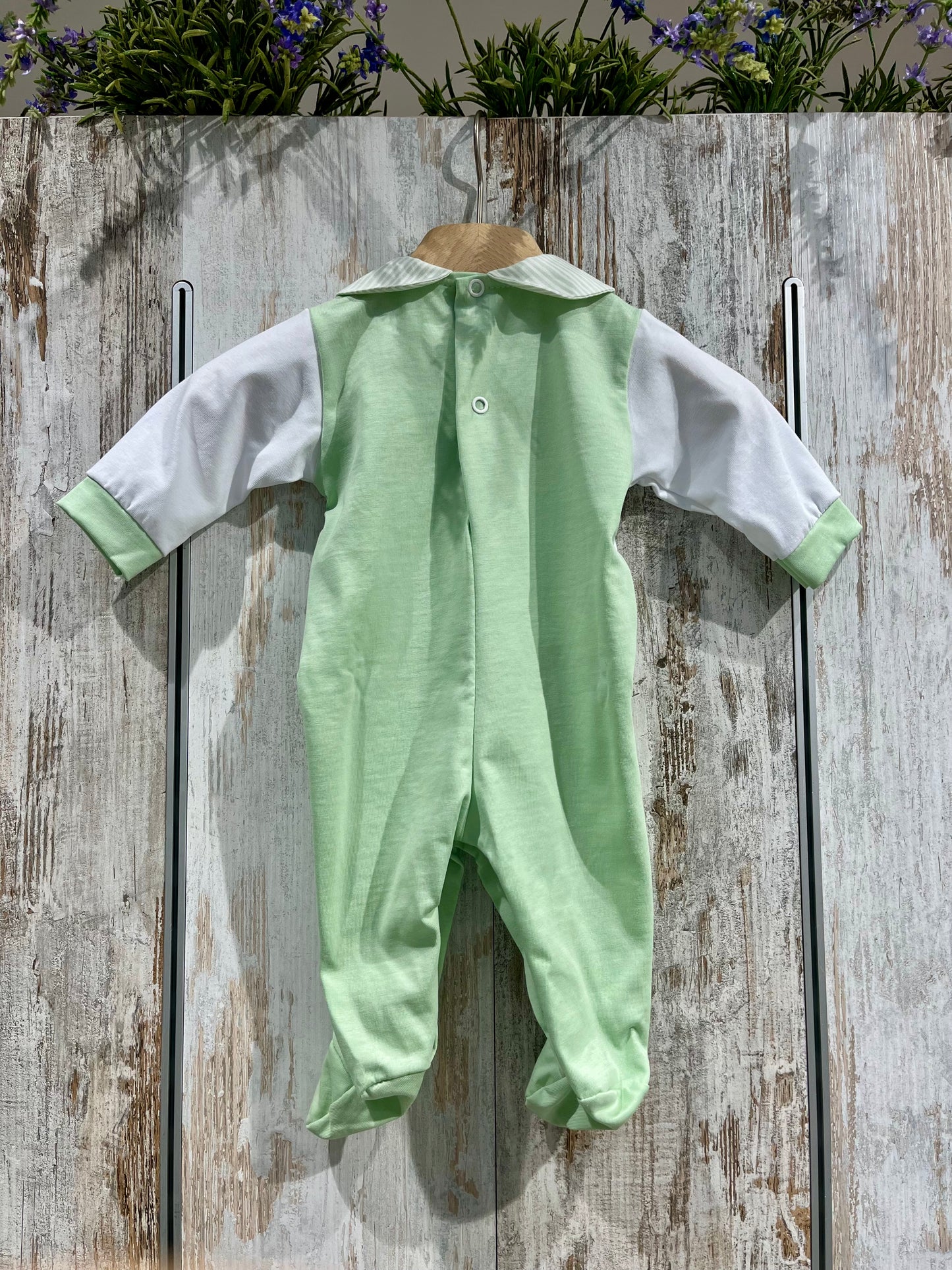 Tutina neonato verde in cotone con cagnolino - Tenerotti
