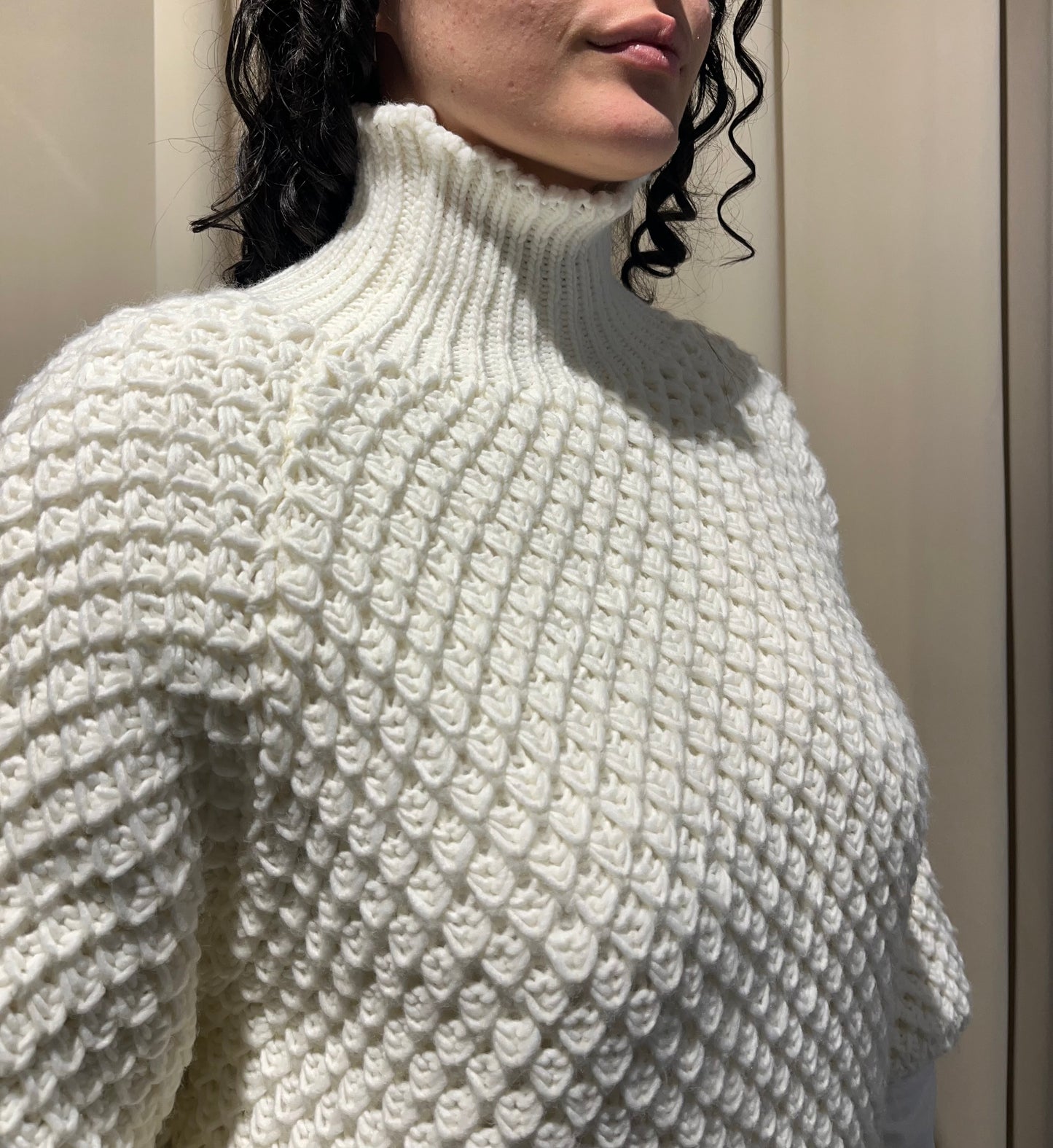 Maglione collo cratere bianco a nido d'ape - Altamira Milano