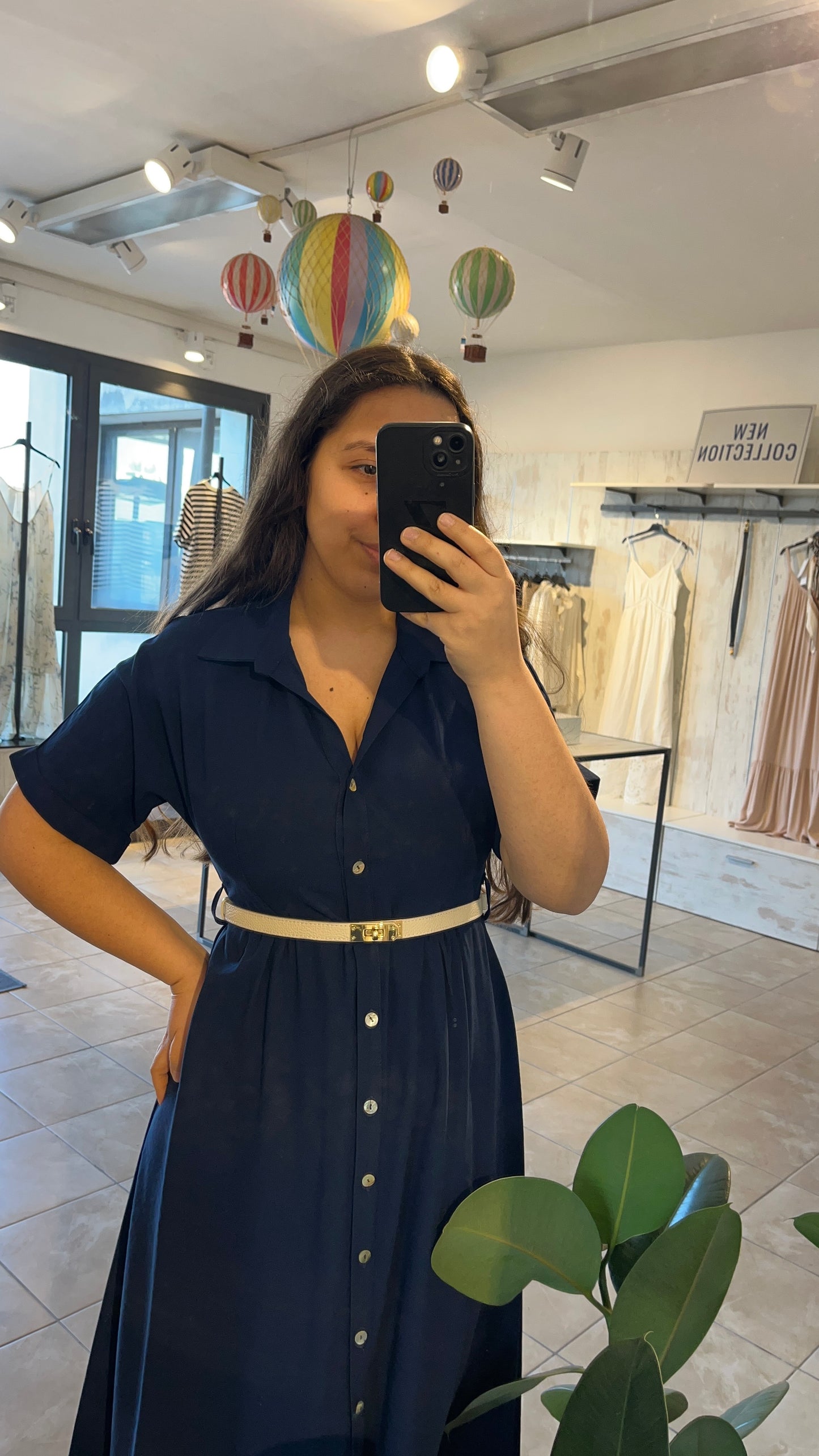 Vestito chemisier blu lungo - Altamira Milano