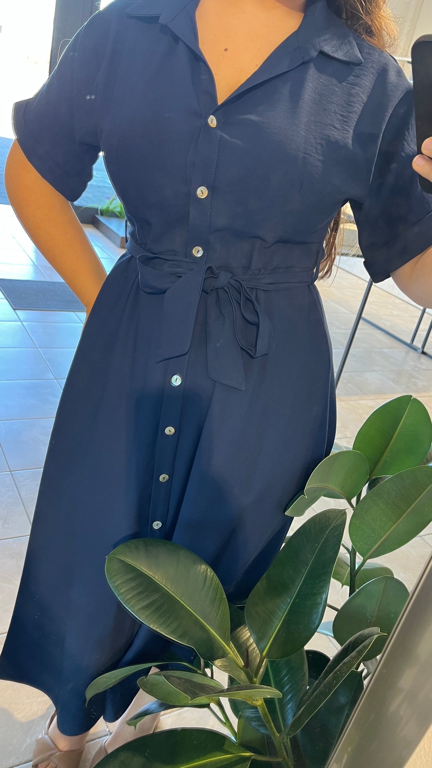 Vestito chemisier blu lungo - Altamira Milano