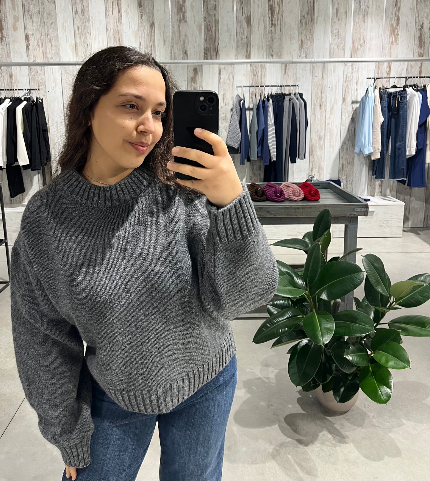 Maglione girocollo grigio - Lumina