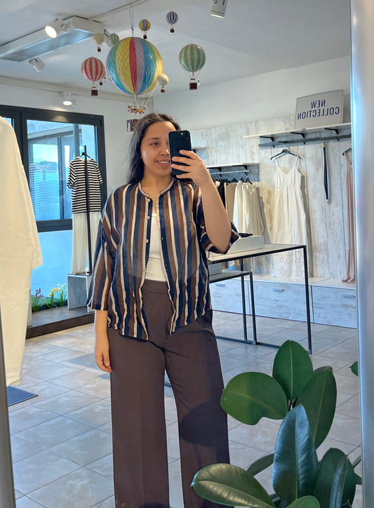 Blusa a righe in misto Cotone e Seta - Altamira Milano