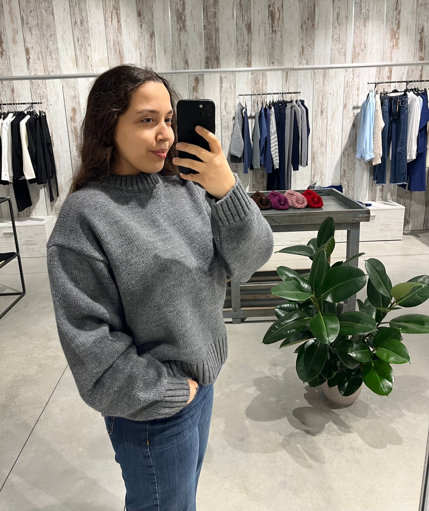 Maglione girocollo grigio - Lumina