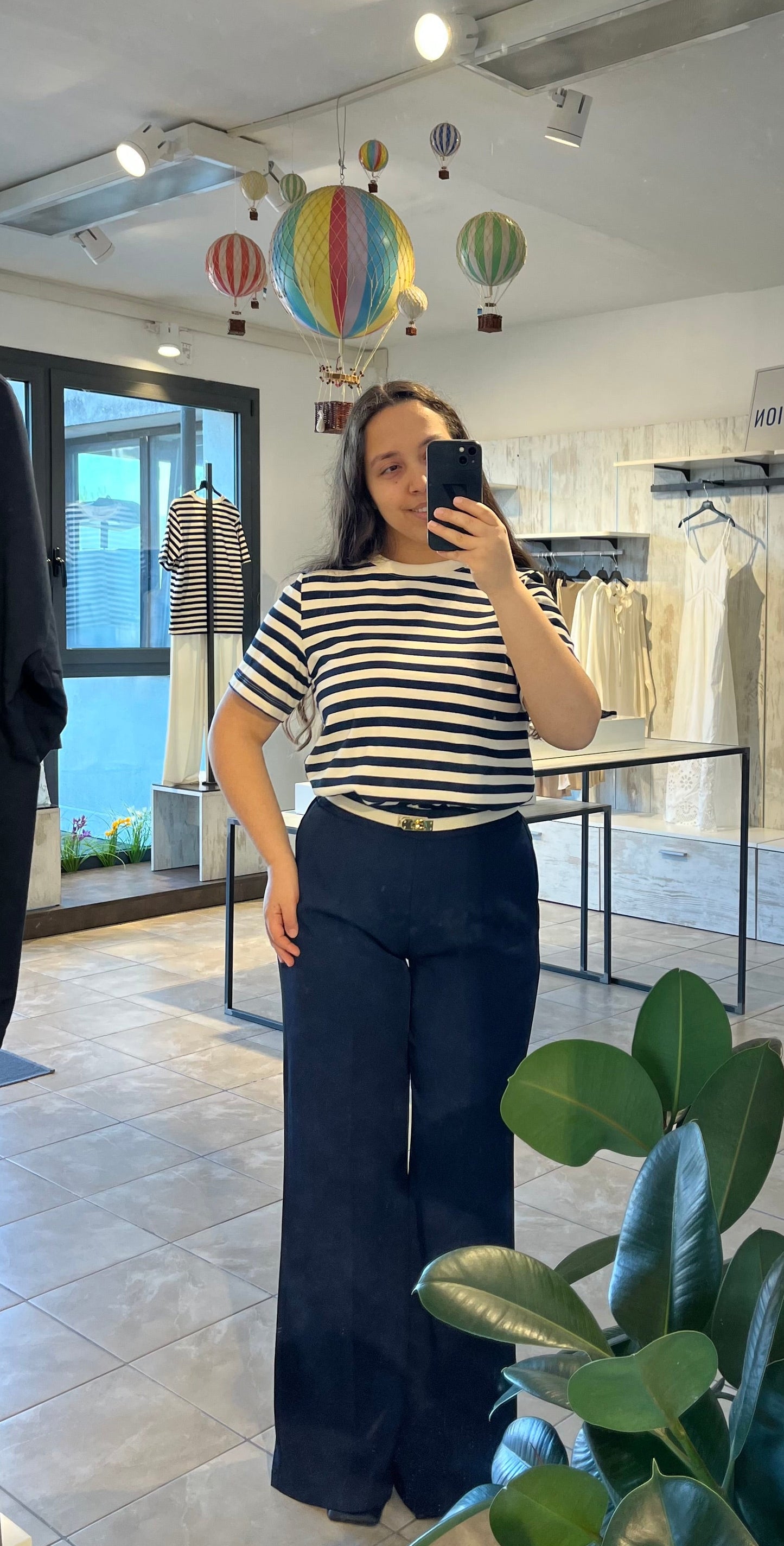 T-shirt a righe orizzontali in cotone - Lumina