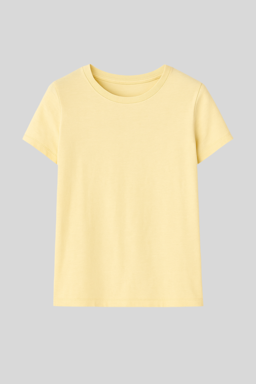 T-shirt basica giallo pastello in 100% cotone - Lumina