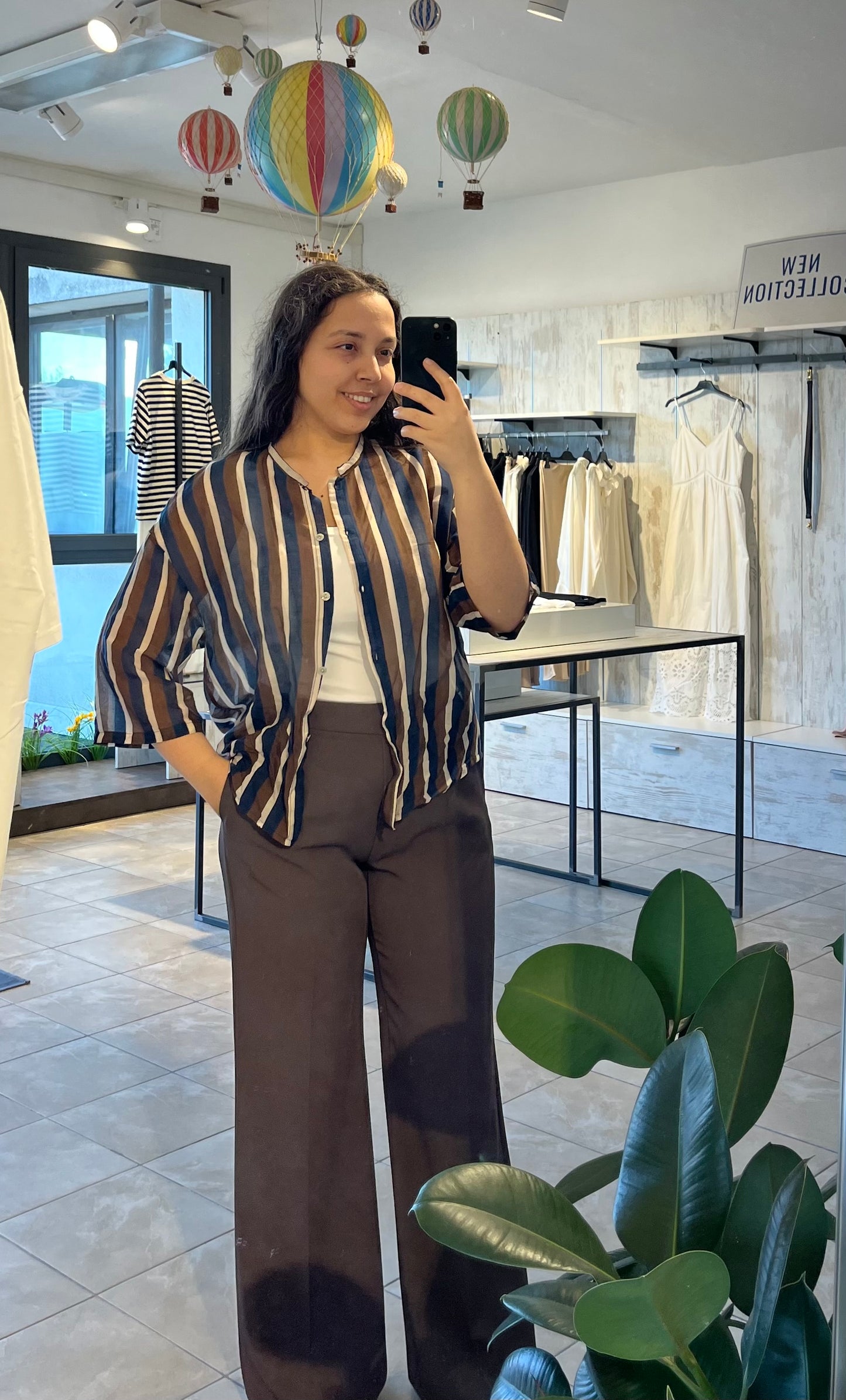 Blusa a righe in misto Cotone e Seta - Altamira Milano