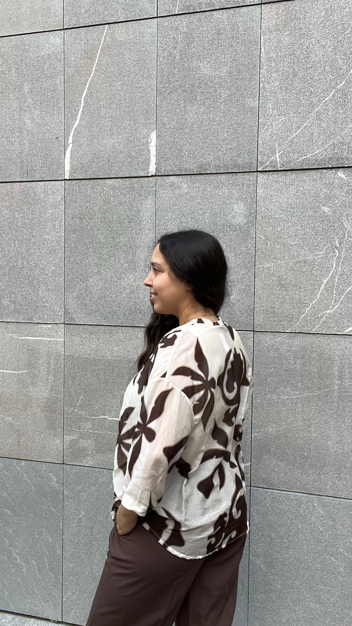 Blusa fantasia in misto Cotone e Seta - Altamira Milano