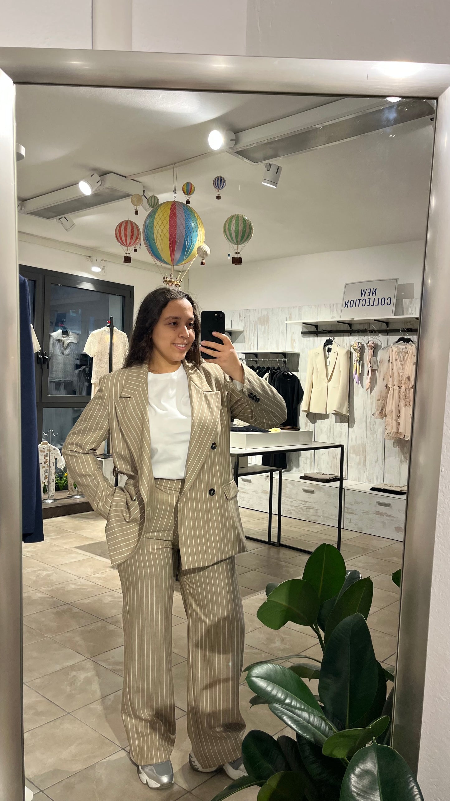 Blazer gessato beige - Altamira Milano
