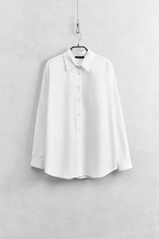 Camicia over bianca in cotone - Lumina