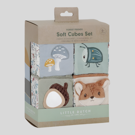 Set di 4 cubi morbidi Forest Friends- Little Dutch
