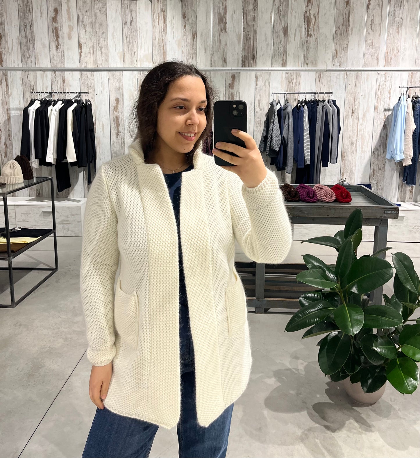 Cardigan bianco con tasche - Altamira Milano