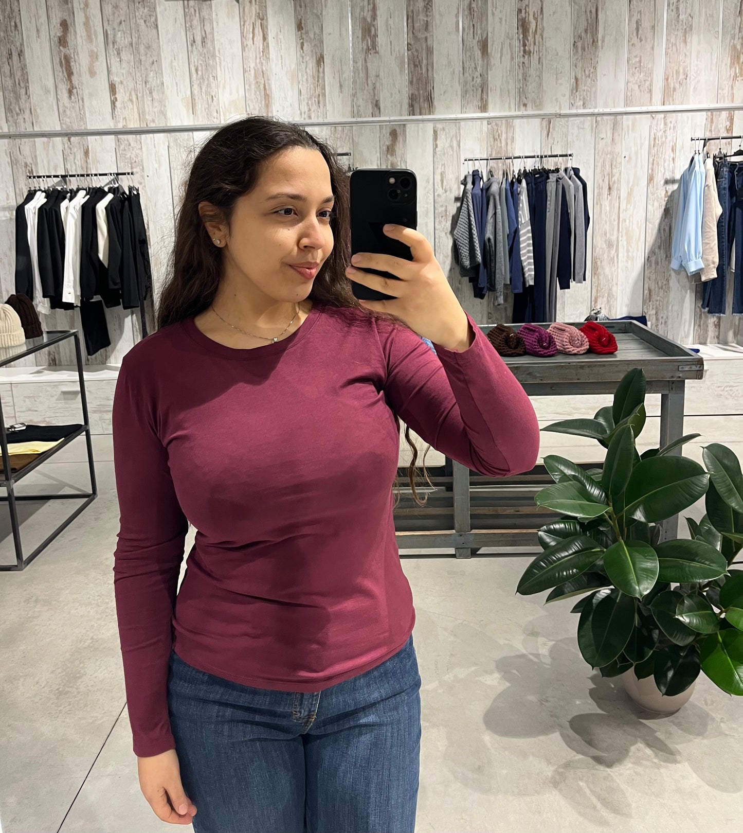 Maglia basica bordeaux in 100% cotone - Altamira Milano