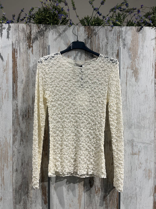 Maglia panna in pizzo floreale - Altamira Milano