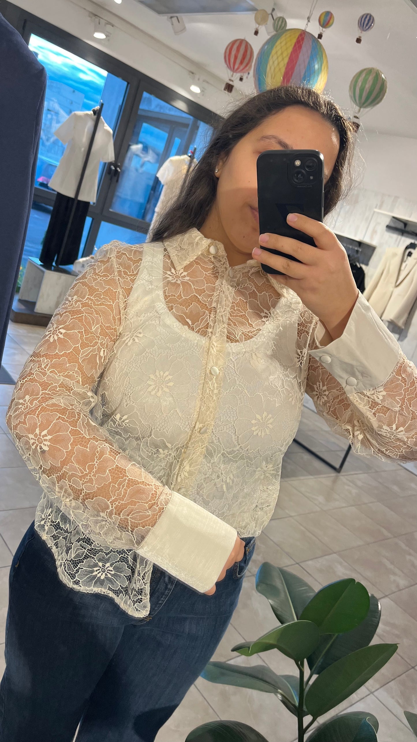 Camicia in pizzo panna - Lumina