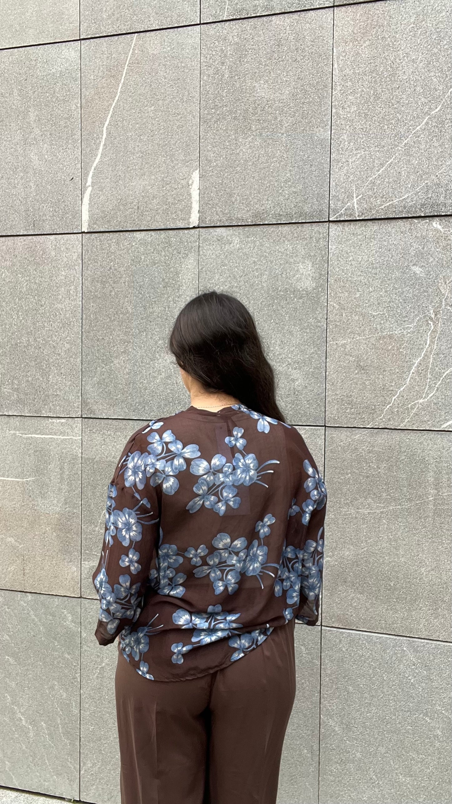Blusa fantasia in misto Cotone e Seta - Altamira Milano