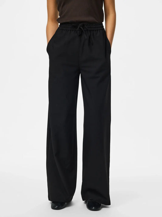 Pantaloni palazzo nero con coulisse Bosella - Pieces