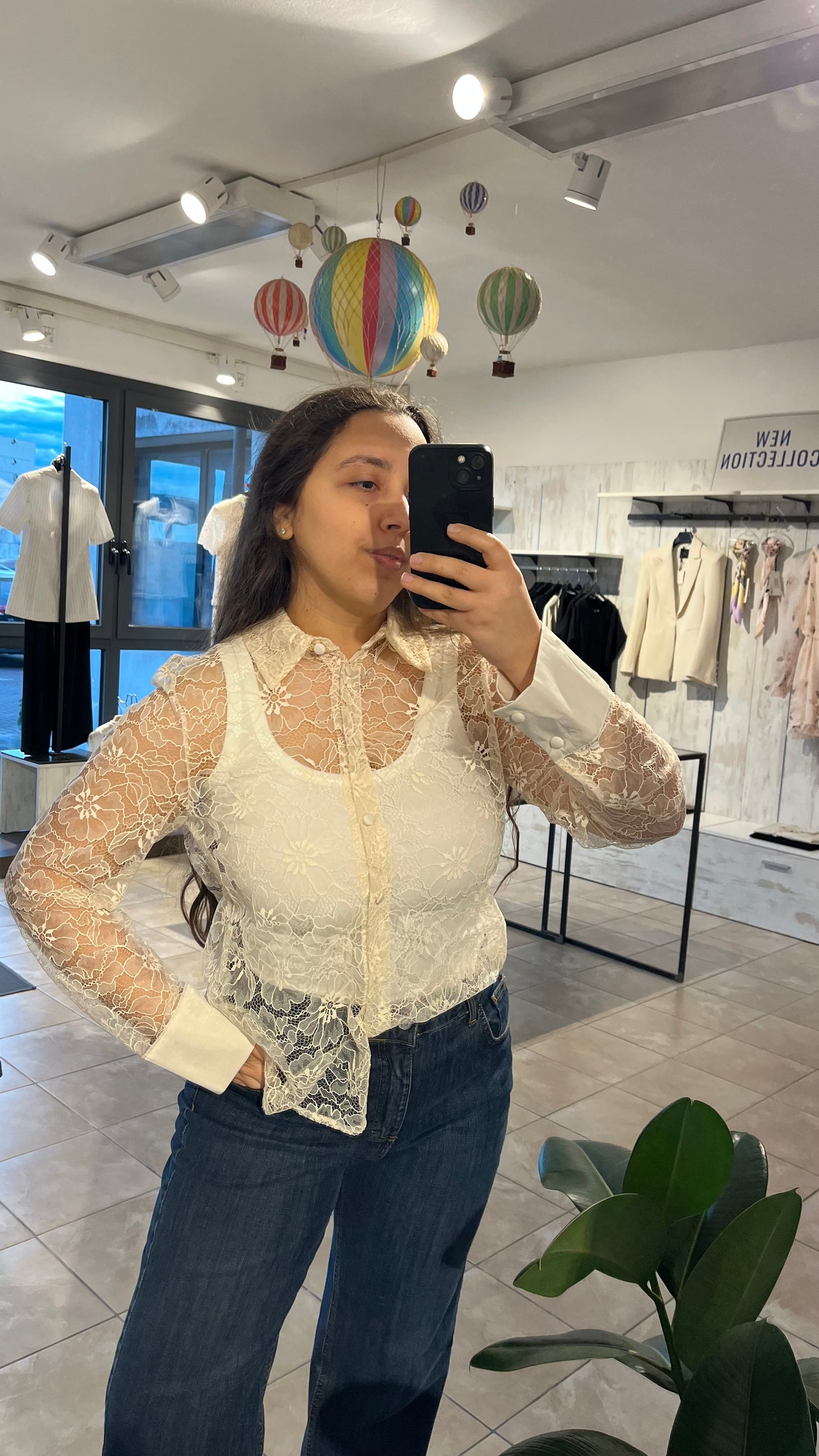 Camicia in pizzo panna - Lumina
