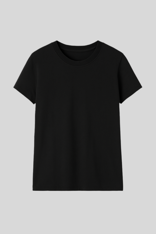 T-shirt basica nera in 100% cotone - Lumina