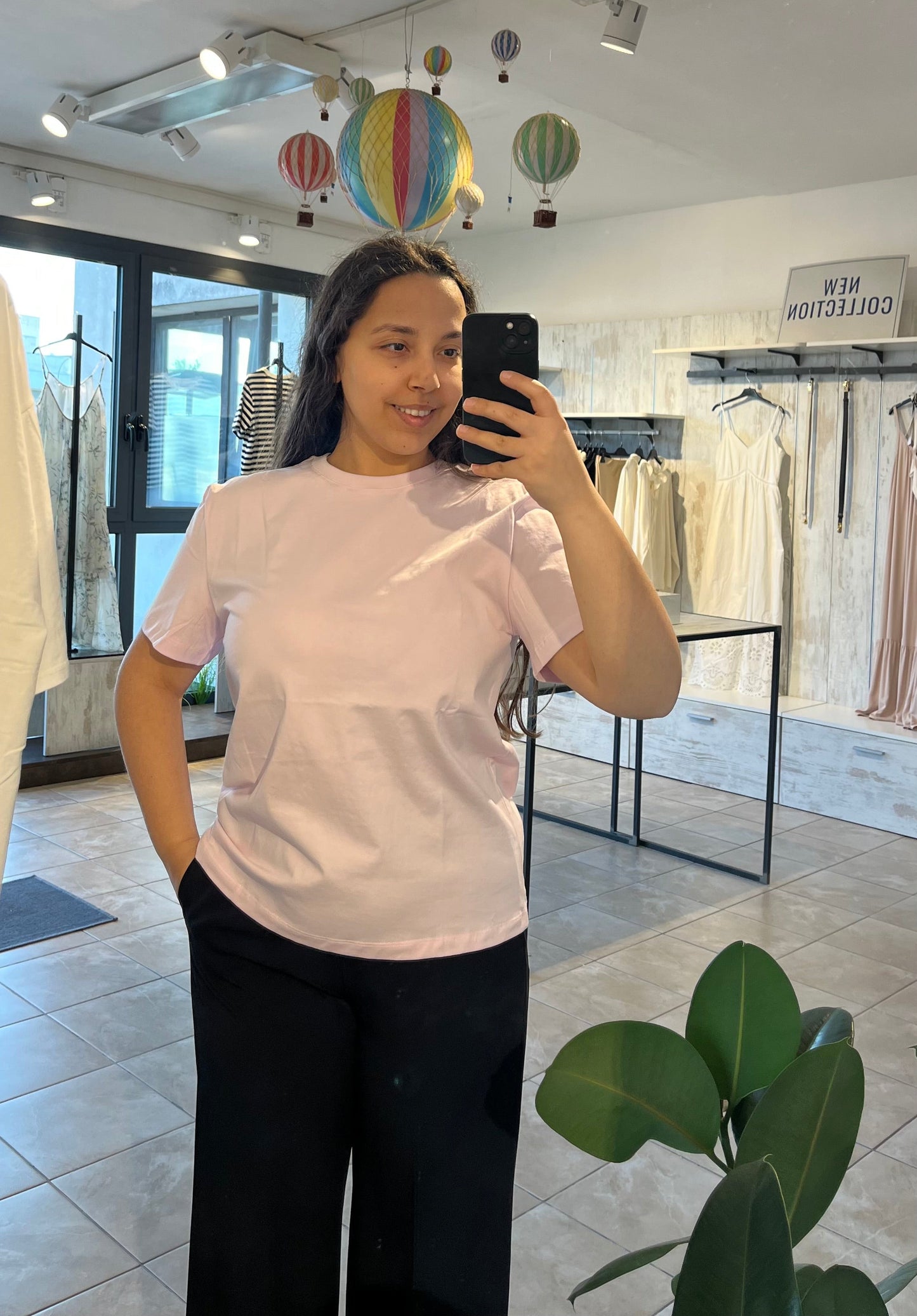 T-shirt basica rosa in 100% cotone - Lumina