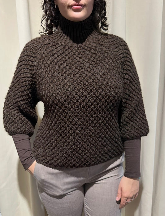 Maglione collo cratere moro a nido d'ape - Altamira Milano