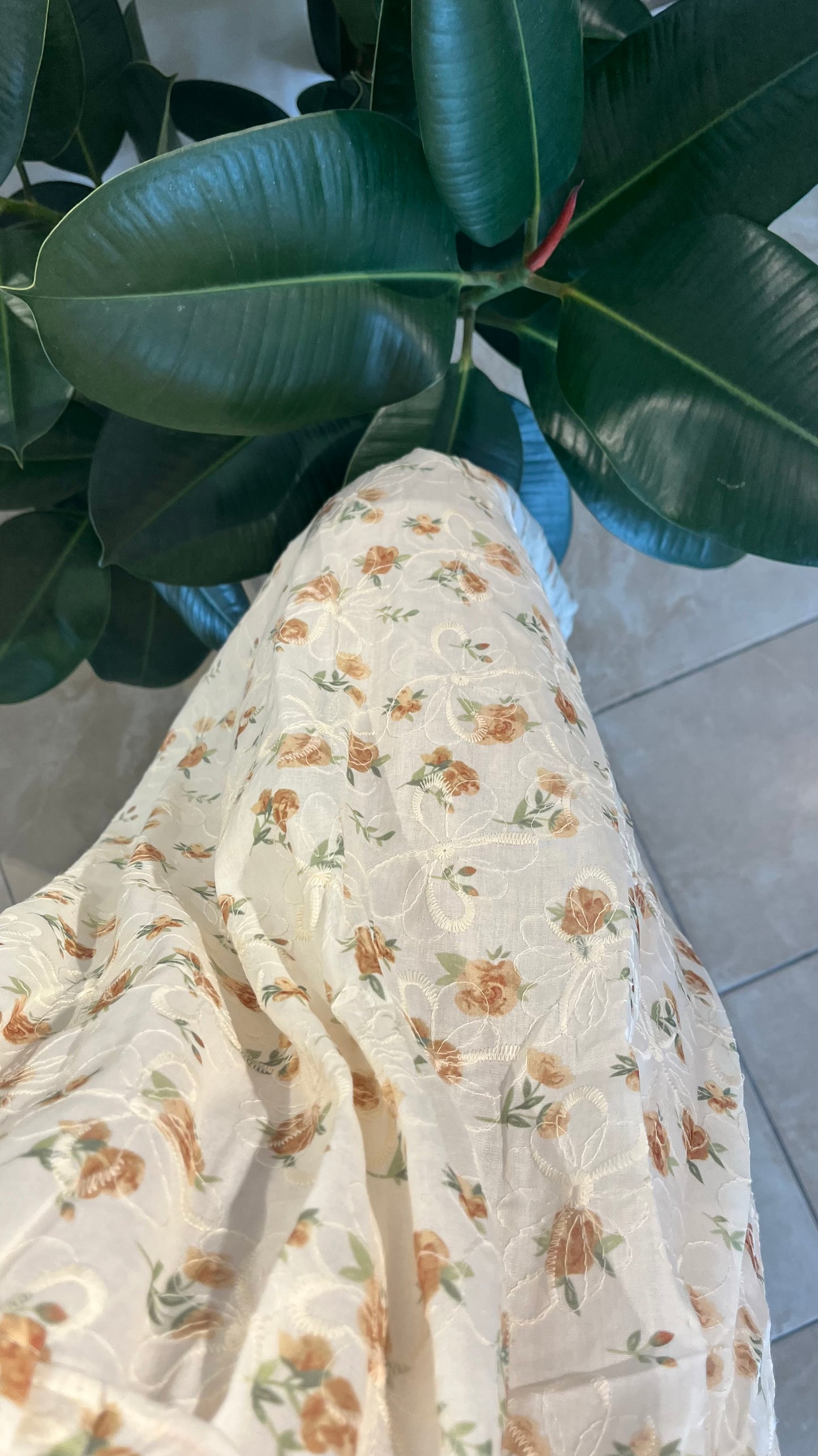 Abito lungo con stampa floreale in misto cotone - Altamira Milano